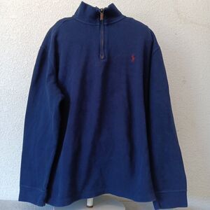 Polo Ralph Lauren Cotton 1/4 Quarter-zip Sweater Mens Size XL Navy Blue